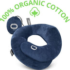 BCOZZY Organic Cotton Double Support Neck Pillow for Travel - 3 Ergonomic Positions for Head, Neck, and Chin Comfort - Ideal for Sleeping Upright on Flights, Cars, and at Home – X-Large, Navy