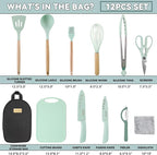 Camping Accessories Kitchen Cooking Utensils Set - Portable Outdoor Camp Cookware Set, Silicone Camper Essentials Gear Must Have Supplies for Travel RV BBQ Grill Picnic Hiking