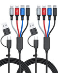 seynli (2-Pack 6-in-1 Multi Charging Cable 6ft, Charging Cables for Multiple Devices, Compatible with Three Types of Ports, USB-C, Micro USB - Multi End Charging Cable Supports 2.4A Fast Charging