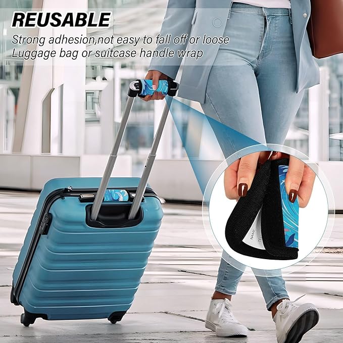 4 PC Luggage Handle Wrap Luggage Handle Covers Tags for Suitcase Bags Travel Luggage Handle Identifier Gripper Sea Waves Seaweed Blue