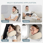 Skechers Memory Foam Neck Pillow, Comfortable & Breathable Travel Pillow, Neck Pillow Airplane for Travel, Car Rides, Home, and Office Use, Ergonomic Design for Men and Women,Beige
