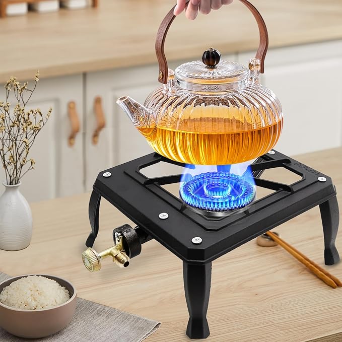 EATAKWARD Portable Gas Stove, Iron Propane Camping Stoves LPG Gas Cooker, Outdoor Stove for BBQ,15000 BTU Camping Stove