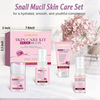 Skin Care Set ,4 Daily Snail Mucin Routine Skincare Kit, Gentle Cleanse, Purify, Soothe, Repair, Hydrating & Anti Aging Travel Facial Skincare for Women,Teen Girls,Beauty Gift Set for All Skin Types