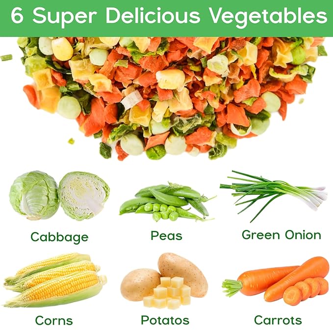 Freeze Dried Mixed Dehydrated Vegetables - 10.58oz Natural Ramen Toppings Vegetable Flakes, No Gluten& No Allergen, Dry Veggie for Cooking, Camping, Emergency Supply