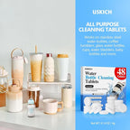 USKICH 48 Pack Water Bottle Cleaning Tablets,Water Bottle Cleaner Great for Stainless Steel, Thermos, Tumbler, Insulated and Reusable Water Bottles,Removes Stubborn Stains and Odors