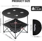 Portable Lightweight Folding Camping Table with Cooler and 4 Large Cup Holders Collapsible Picnic Camp Table Foldable Outdoor Table with Carry Bag for BBQ Tailgating Beach RV Travel Hiking