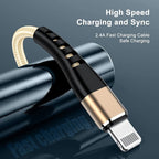 Essri 2Pack for iPhone Charger Cord 1FT, Lighting Cable 1 Feet to USB Charging Cable, Nylon Braided Charging Cord 1 Foot Compatible with iPhone 14 13 12 11 X XS XR Pad - Gold