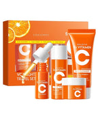 Skin Care Set,4 in 1 Vitamin C Soft Travel Kit with Cleanser,Toner,Serum,Face Cream,Moisturizing Firming Anti-Aging Soft Skin,Women’s Mother's Day Skincare Beauty Gift Kit for Women Mom