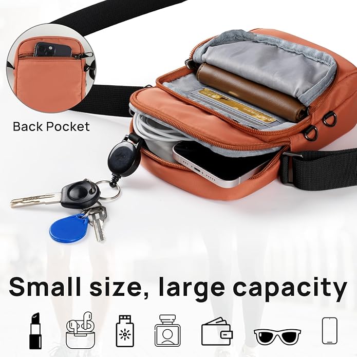 VADOO Sling Bag for Men Women, Anti Theft Crossbody Shoulder Bag with Zipper Lock, RFID Blocking & Waterproof for Travel