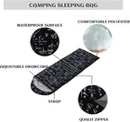 Sleeping Bags for Adults and Kids，3D Printing Camping Sleeping Bag for Girls Boys Lightweight Waterproof Cold/Warm 3-Season，Outdoor Travel with Compression Bags
