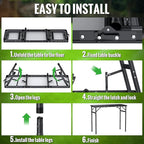 GARLLEN Folding Camping Table, 3-Adjustable Height Portable Picnic Table with Carrying Bag, Lightweight Aluminum Folding Outdoor Table for Camping, BBQ, Picnic, 34.2" L x 15.7" W, Black