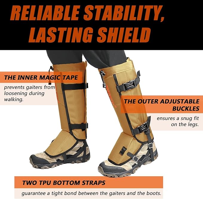 Frelaxy Snake Gaiters, Waterproof Snake Guard Chaps, Snake Bite Protection for Lower Legs, Adjustable Snake Proof Gaiters for Hunting/Outdoor Working, Fit for Men & Women