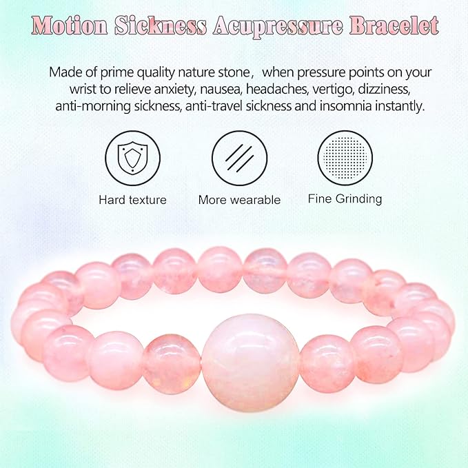 Hion Motion Sickness Bands Anti Nausea Acupressure Wristband Anti Nausea Bracelet for Motion Sickness and Morning Sickness（YC-SL-4PCS-aAY-1）
