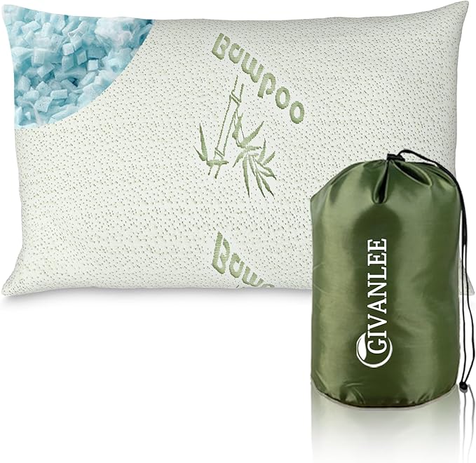 Small Camping Pillow for Sleeping,Shredded Memory Foam Small Travel Pillow,Packable with Storage Bag,Soft Cover,Portable Pillow for Camp Backpacking Hiking Gear&Accessories (White 1 Pack)