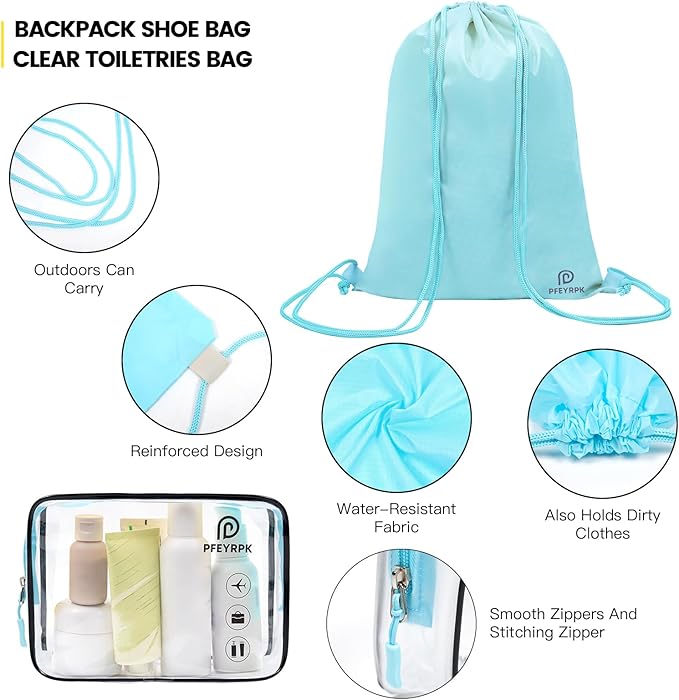 Lightweight Compression Packing Cubes for Suitcases, Compressible Expandable Travel Packing Organizer with Clear Toiletries and Backpack Bag, Travel Essentials for Carry on Luggage 7 Set