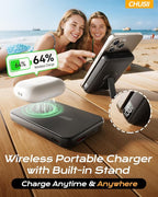 for Magsafe Portable Charger, 12000mAh Wireless Magnetic Power Bank with Stand and PD 20W Fast Charging, for Magsafe Battery Pack Compatible with iPhone 17/16/15/14/13 Series,Travel Camping Essential