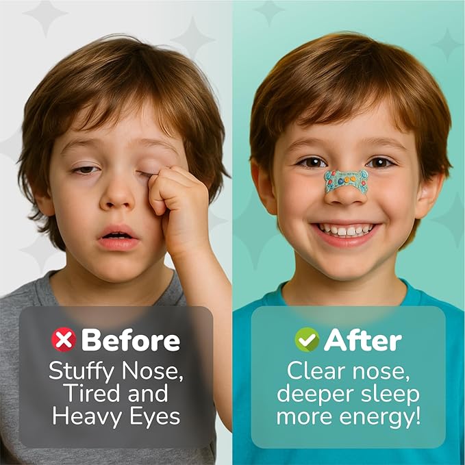 TapeGeeks Nasal Strips for Kids Nose Strips for Breathing Nasal Strip for Reducing Snoring Boys and Girls, Mix Colors