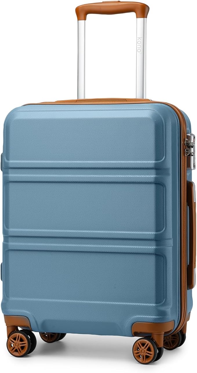 Kono 20'' Carry on Luggage Lightweight with Spinner Wheel TSA Lock Hardside Luggage Durable Small Carry on Suitcase Apricot Blue