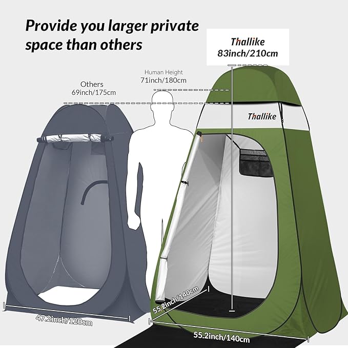 Upgrade Pop Up Privacy Shower Tent, Portable Camping Shower Tent, Camping Toilet Changing Room with Rain Shelter & Extended Floor Mat