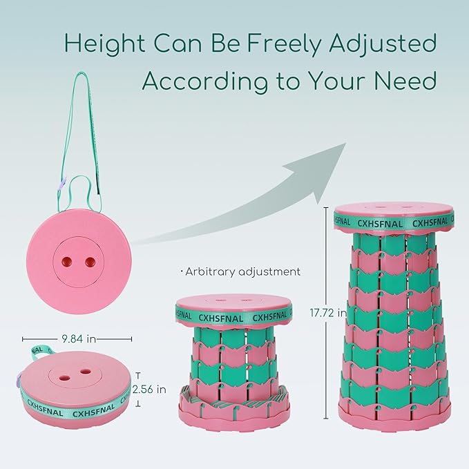 Upgraded 2 Pack Portable Collapsible Stool,Folding Camp Stool for Adults,Lightweight Sturdy 400lbs Load Capacity Retractable for Fishing Hiking Camping Gardening Hunting BBQ (Pink Green)