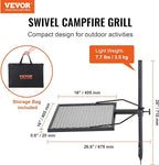 VEVOR Swivel Campfire Grill, Fire Pit Grill Grate over Fire Pits, Heavy Duty Steel Grill Grates, 360° Adjustable Open Fire Outdoor Cooking Equipment, Portable Camp Fire Racks for Camping Outdoor BBQ