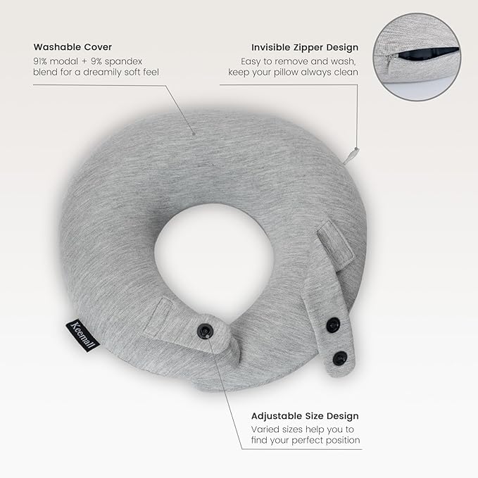 Inflatable Travel Pillow, Upgraded Travel Neck Pillow for Airplane Neck Support Sleeping - 3rd Generation, Double Comfort Plane Pillow - Portable Travel Essentials