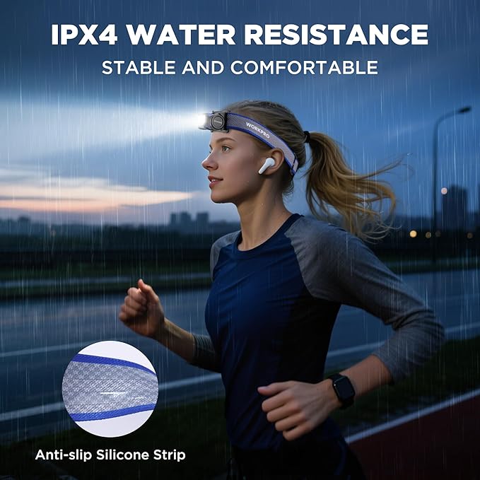 WORKPRO Rechargeable Headlamp, 700LM Super Bright Head Lamp with Motion Sensor, Memory Function, Turbo Mode, Waterproof Headlight for Camping, Hiking, Running, Repair