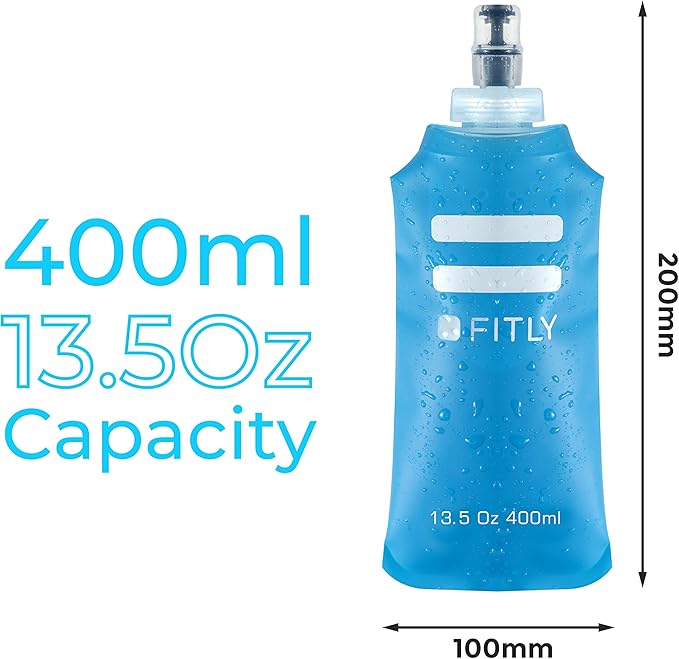Soft Flask - Shrink As You Drink Soft Water Bottle for Hydration Pack - Folding Water Bottle Ideal for Running, Hiking, Cycling, Climbing & Rigorous Activity