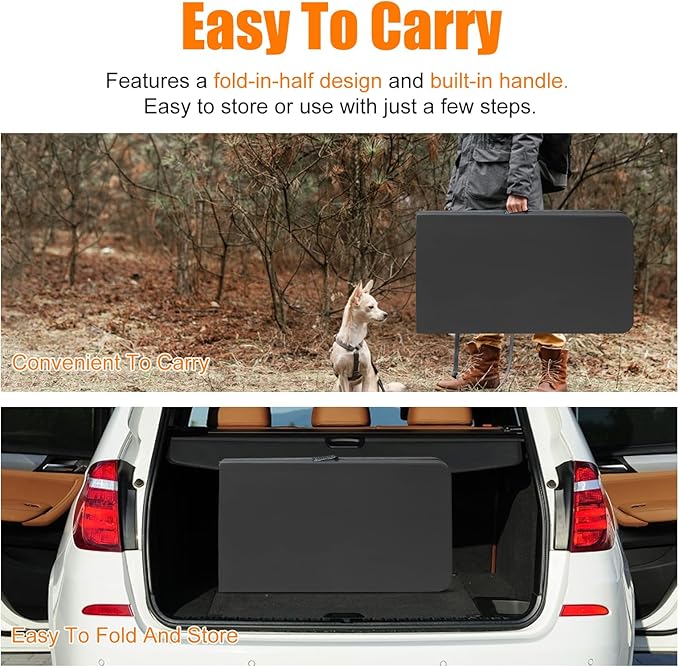 8 FT Folding Table with Carry Handle, Portable Fold-in-Half Plastic Table, Rectangle Foldable Table for Indoor/Outdoor Black