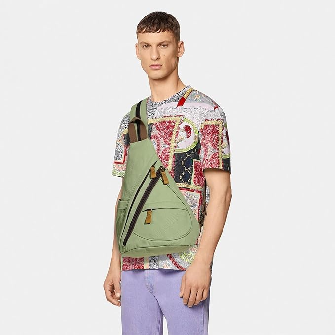 KL928 Canvas Sling Bag - Small Crossbody Backpack Shoulder Casual Daypack Rucksack for Men Women(Large Version)