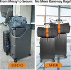 BILIONE Add a Bag Luggage Straps 4 Pack, Adjustable Bungee Elastic Belt to Connect Two Suitcases, Secure Carry On & Travel Essentials (Rainbow)