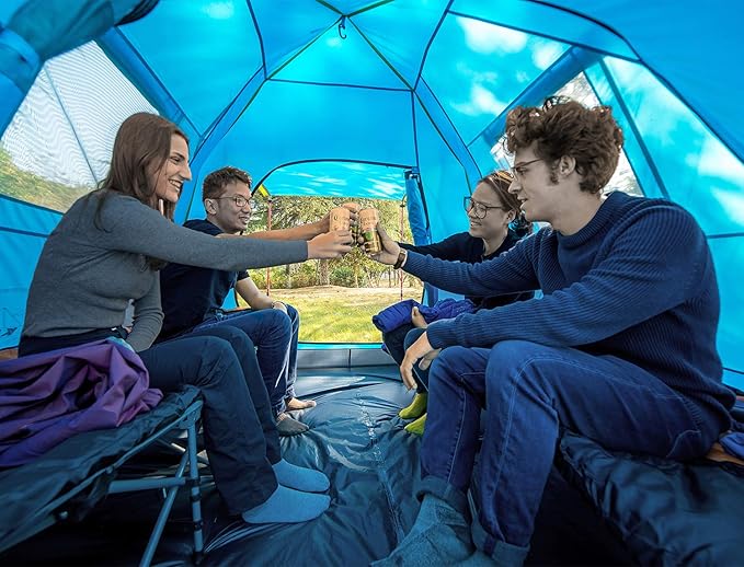 KAZOO 2／4 Person Camping Tent Outdoor Waterproof Family Large Tents 2/4 People Easy Setup Tent with Porch Double Layer