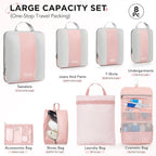 8 Set Compression Packing Cubes for Travel Essentials,Compressible Expandable Packing Cubes for Suitcase,OlarHike Luggage Organizer Bags for Travel,Handy Helper for Organizing Clothes(Pink)