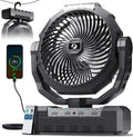 FRIZCOL 3-in-1 Camping Fan - Portable Fans Rechargeable - 36000mAh Battery Powered Fan with Light & Remote for Indoor, Outdoor, Tent, Travel, Fishing, Jobsite, Gifts for Men Dad Him - Black