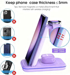 Wireless Charging Station for Samsung/Android, Fast Wireless Watch Charger Station Compatible for Samsung Galaxy S25 Ultra/S24/S23+/Z Flip 7/6 Fold 7/6, Watch8/7/Pro/Active 2 Galaxy Buds3/2 Pro(Purple