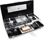 3-Burner Propane Camping Stove - Portable Stove with Adjustable Burners, Wind Guards, Toast Tray, 20,400 BTUs for Camping, Tailgating, BBQ, Picnics