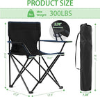 4 Pack Lightweight Camping Chairs Folding Lawn Chair Outdoor Beach Chair with Cup Holder & Carry Bag for Outside Sports, Fishing, Hiking, Travel, Picnic, Backyard (Black, 4pack)