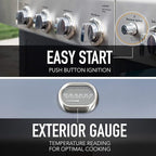 Kenmore 4-Burner Gas Grill with Side Burner, Outdoor BBQ Grill, Propane Gas Grill, Cast Iron Cooking Grates, Electronic Ignition, Warming Rack, Open Cart Design, 53000 BTUs, Stainless Steel and Black