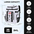 Maelstrom Backpack Cooler,Soft Lightweight Leakproof Cooler Backpack,35 Can Insulated Cooler Bag,Keeps 35 Cans Hot/Cold for Up to 16 Hours,Waterproof Lunch Bag for Men Women-White