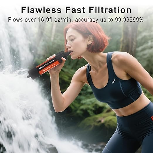 2 Pack Water Filter Straw - Portable, Compact, Multipurpose Water Purification Device for Emergency Kits, Outdoor Activities, Camping, Travel