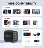 [2-Pack]50W USB C Wall Charger Block, 5-Port C Charger Fast Charging Block PD Power Adapter +QC 3.0 Multiport Type C Box Brick Cube USB A Wall Plug for iPhone 16/15/14/13 Pro Max,Samsung Galaxy(Black)