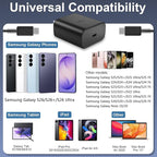 45W Super Fast Charger USB Type C Charger Cord 5FT with Android Phone Charger Fast Charging Block for Samsung Galaxy S26/S26 Ultra/S26+/S25/S25 Ultra/S25+/S24/S23/S22/S20/S21/Note 20/Note 10, Black