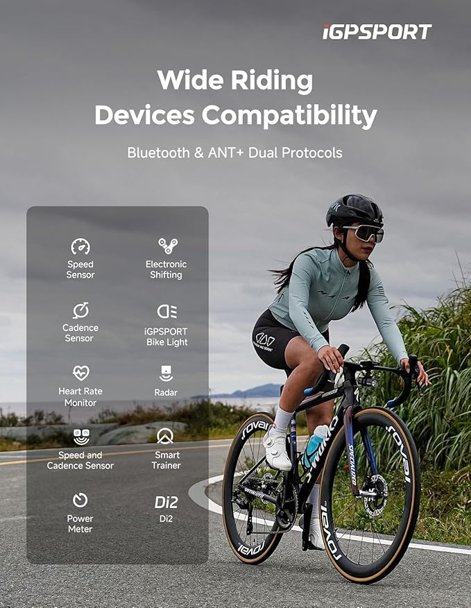 iGPSPORT BSC200S GPS Bike Computer, Wireless Route Navigation 2.4'' Screen Bluetooth ANT+ Cycle Computer IPX7 Waterproof