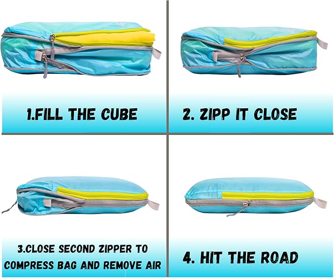 6 Set/3 Set Ultralight Compression Packing Cubes, Suitcase and Backpack Travel Organizer Bags