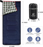 REDCAMP Cotton Flannel Sleeping Bag for Camping Backpacking, Adults Cold Weather Envelope Sleeping Bags with 2/3/4/6lbs Filling