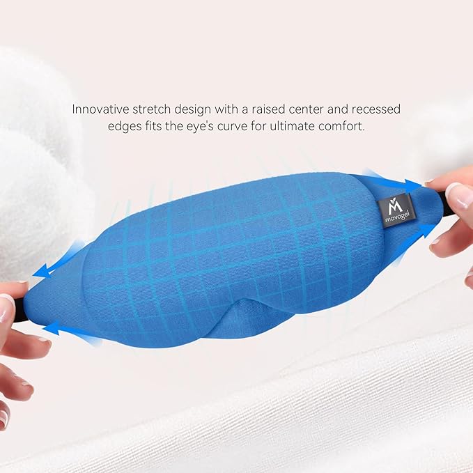 Mavogel Cotton Sleep Mask - Breathable Light Blocking Sleep Eye Mask, Soft Comfortable Night Sleeping Mask for Men Women, Eye Cover for Travel/Shift Work/Nap, Includes Travel Pouch (Cobalt Blue)