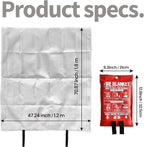Fire Blanket,47" x 71",Fiberglass Fire Blanket for Camping and Fire Fighting Shelters
