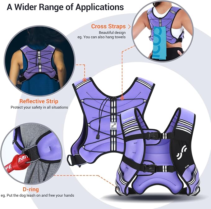 Sportneer Weighted Vest for Women Men: 8lbs/12lbs/15lbs/20lbs/25lbs Weight Vest with Detachable Phone Pouch Rucking Vest for Women Walking Strength Training Muscle Building Weight Loss