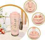 17oz Camping Coffee Makers with Ceramic Coating,Camp Pour Over Coffee Maker Set,Double Wall Vacuum Leak-Proof Mug for Office School Party Camping,Tea Infuser Mug for Loose Leaf Tea (17oz Pink)