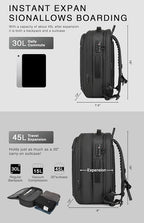 Vacuum Seal Travel Backpack 45L with Pump - Expandable Air Compression System, Water-Resistant Business TSA Lock, Laptop Backpack, Carry-On Suitcase Luggage, Gifts for Men
